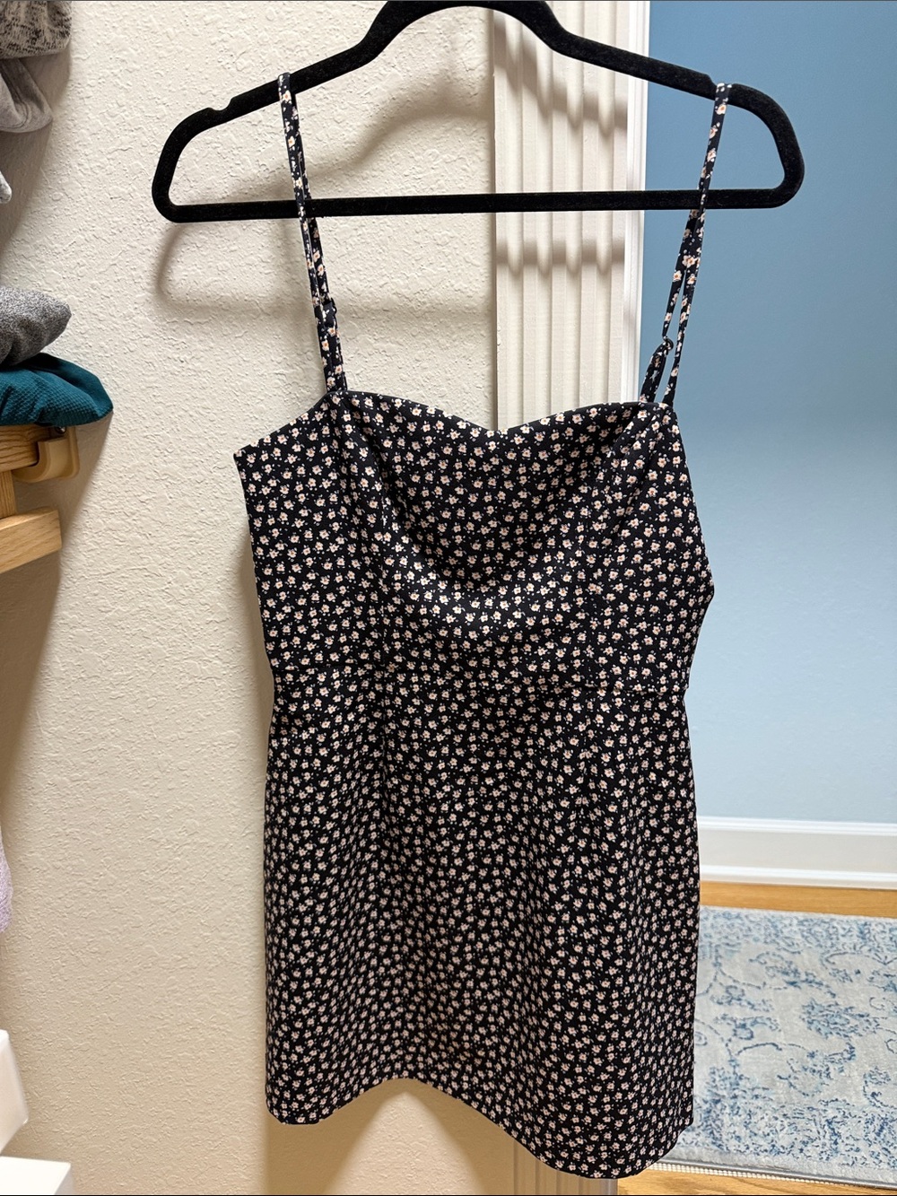 NWT French Connection Black Floral Spaghetti Strap Dress